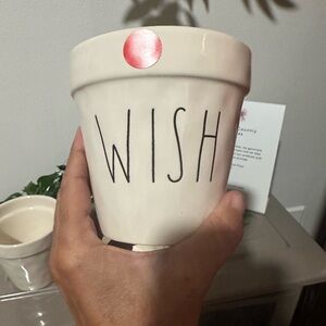 Rae Dunn Cream Wish Pot with Red Dot